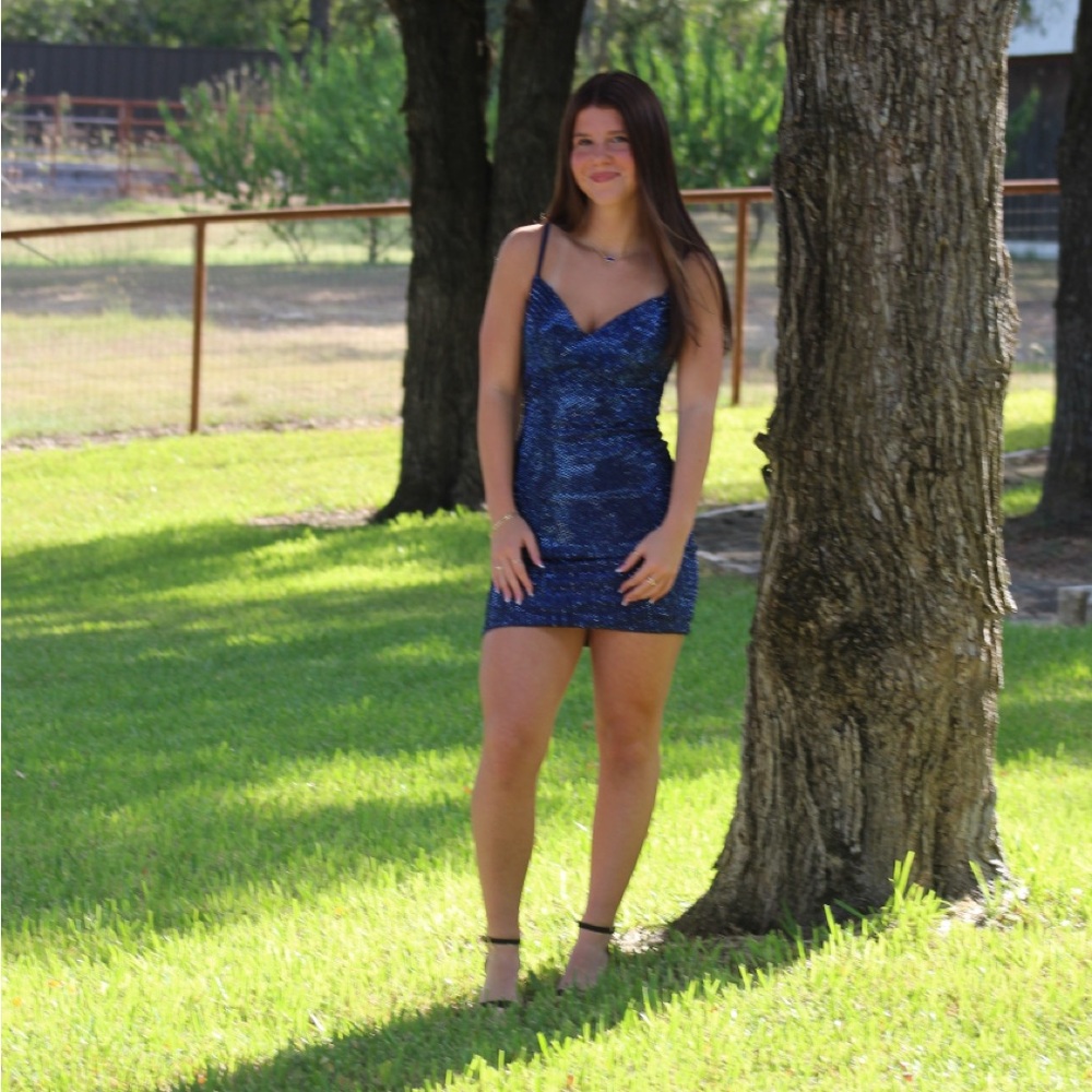 Sherri Hill Royal blue Mini Dress. Worn once for a few hours.  Fast shipping.